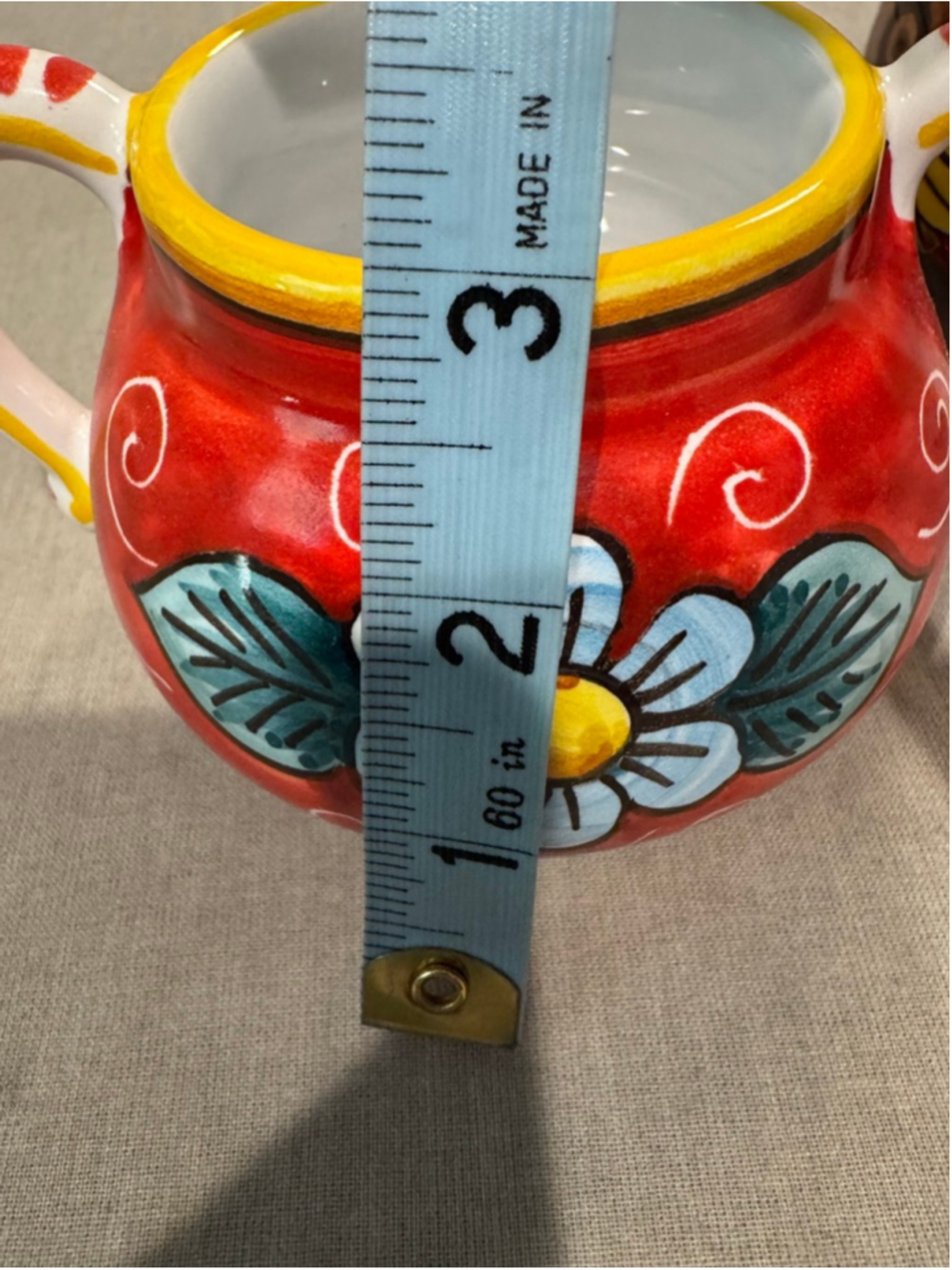 SBERNA DERUTA Red & Yellow Floral Creamer & Sugar Set One Size - Picture 12 of 13